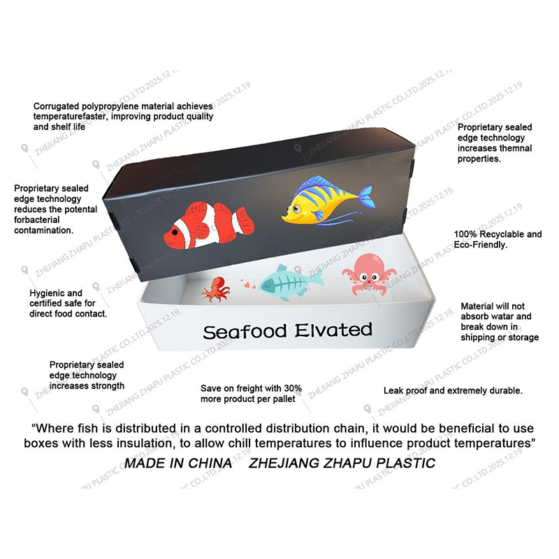 Kotak Makanan Laut Plastik Corflute Stackable yang tahan lembab